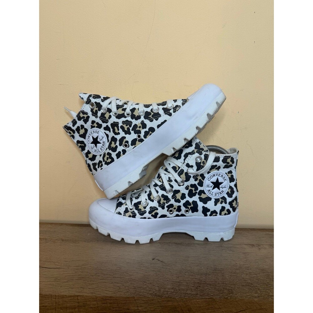 Converse All Star Lugged Womens Size 7 Leopard Canvas Platform Sneaker Shoes